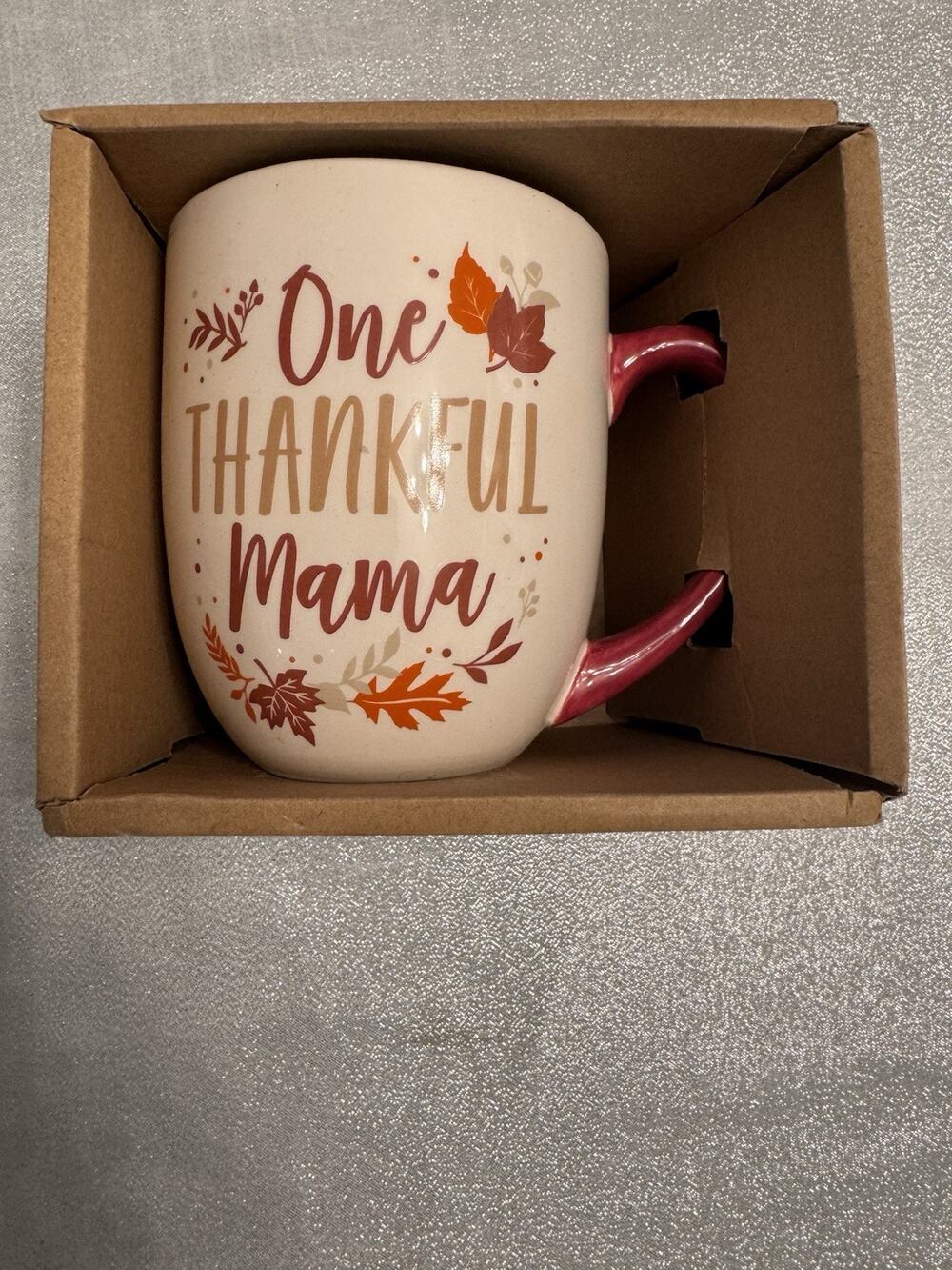 New One Thankful Mama Large Mug Cozy Leaves Fall NIB